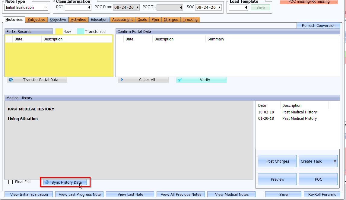 Supporting screenshot 2 for CL-010 — Medical History Documentation