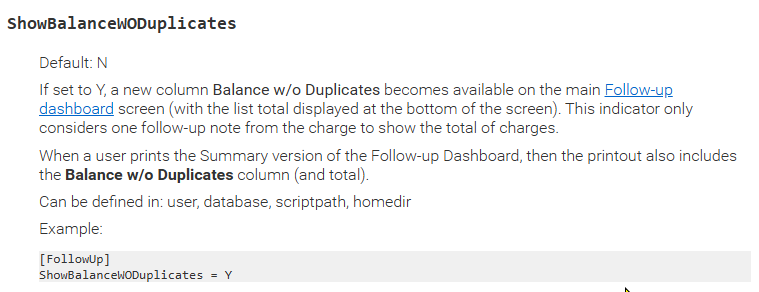 Supporting screenshot 3 for RCM-012 — Follow Up Cues to Include Balance without Duplicates