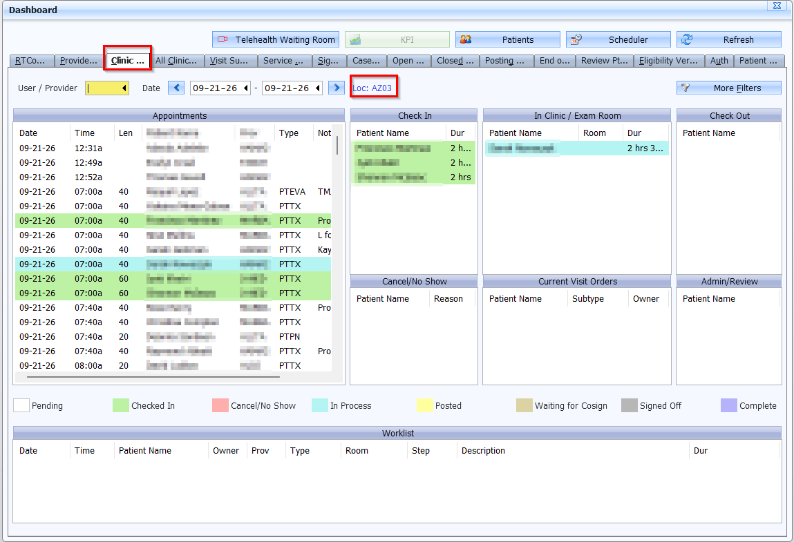 Supporting screenshot 1 for CL-005 — Appointment Check-In Visibility
