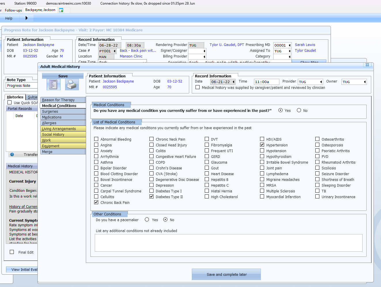 Supporting screenshot 1 for CL-010 — Medical History Documentation